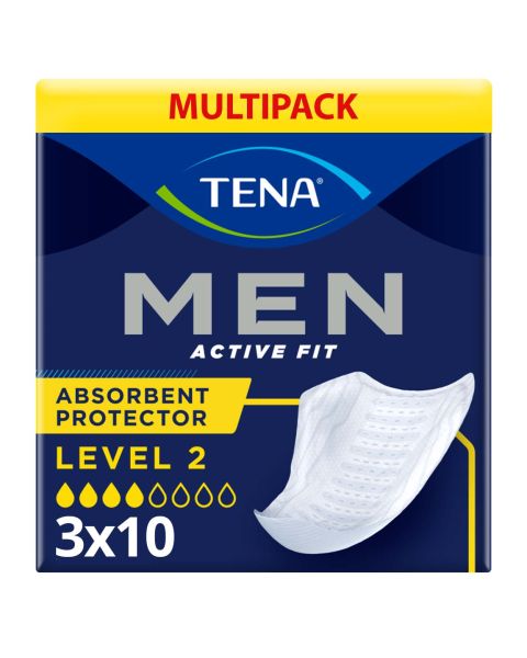 TENA Men Active Fit Absorbent Protector - Level 2 - Case - 3 Packs of 10 
