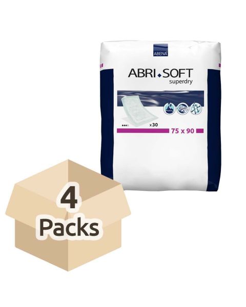 Abena Abri-Soft Disposable Bed Pads with Adhesive Strip - 75x90cm - Case - 4 Packs of 30 