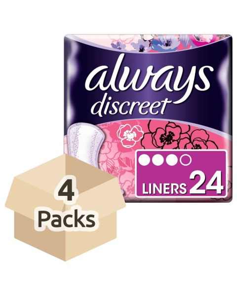 Always Discreet Liners - Case - 4 Packs of 24 