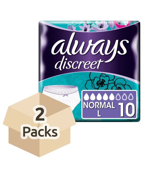 Always Discreet Underwear Normal - Large - Case - 2 Packs of 10 