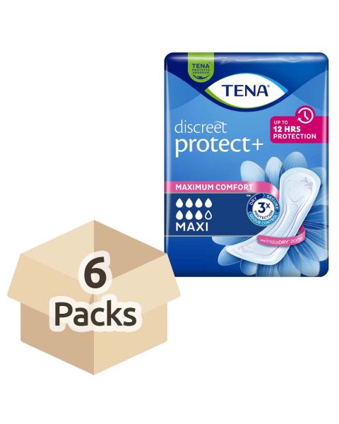 TENA Discreet+ Maxi - Case - 6 Packs of 6 