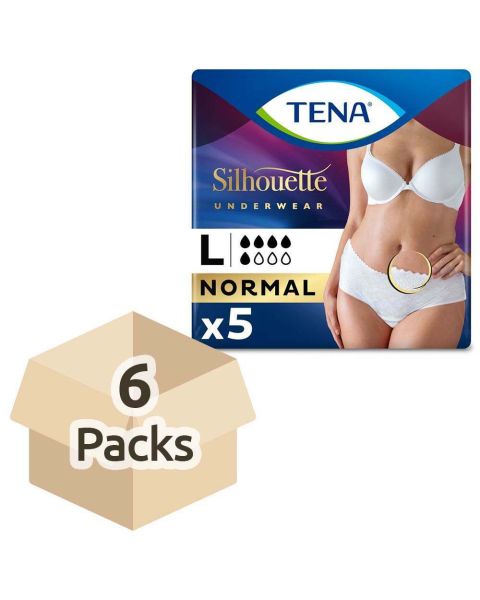 TENA Silhouette Pants - Normal - Low Waist - Blanc - Large - Case - 6 Packs of 5 
