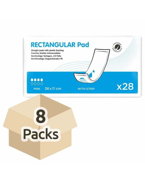 Ontex Rectangular (PE Backed with Strip) - Mini - Case - 8 Packs of 28 