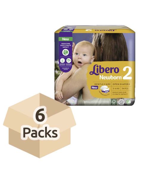 Libero Newborn 2 (3-6kg) - Case - 6 Packs of 34 